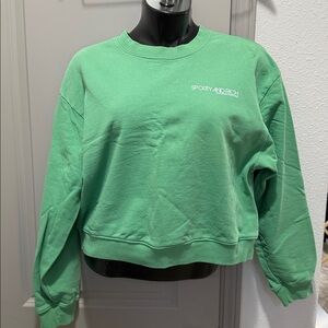 Sporty & rich light green washed pullover crewneck cropped sweatshirt M